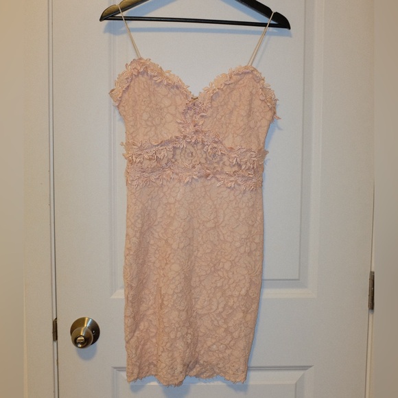Elegant Lace Trim Pink Slip Dress - Picture 1 of 3